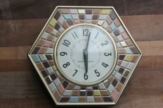 Vintage Wall Clock Retro Mid Century Pastel And Metallic Mosaic General Electric