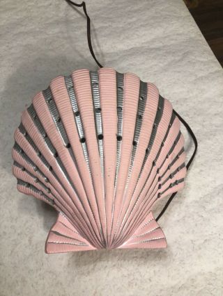 Vintage Mid - Century Pink/grey Seashell Clam Shell Tv Lamp