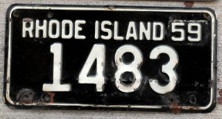 1959 White On Black Rhode Island License Plate