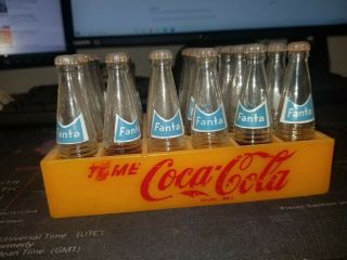 Set Of Vintage Glass Soda Bottle Mini Orange Fanta Still Partially Full