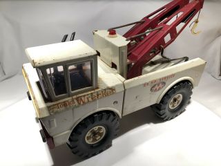 Vintage Mighty Tonka Aa 24 Hour Service Wrecker Tow Truck Pressed Steel Dbl Boom