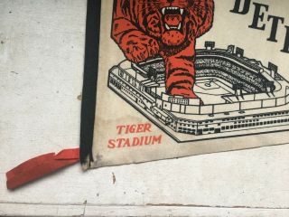 Vtg MLB Detroit Tigers Baseball Pennant Tiger Stadium 1960 ' s 2