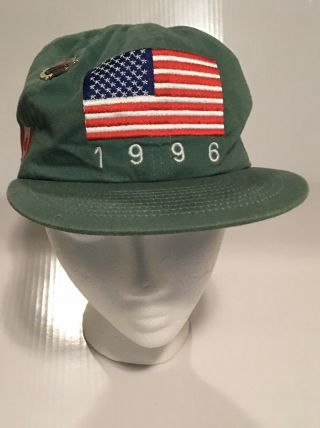 Vintage 1996 Usa Olympics Atlanta Reversible Flags Hat Cap United States W/ Pin