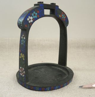 Antique Chinese Cloisonne Bronze Stirrup Enamel Inlay Flowers Old Horse Riding