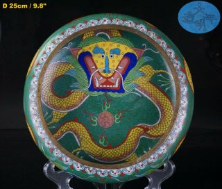 Large Antique Chinese Cloisonné Dragon Incense Burner Censer Brush Washer Pot