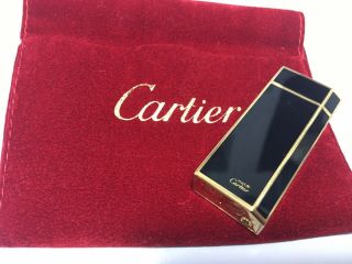 Vintage Cartier Gas Lighter Gold Black Pentagon Short Serviced