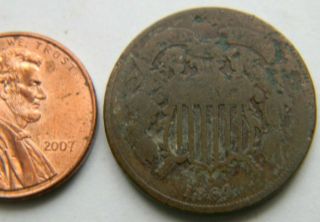 1864 Vtg Antique Civil War Relic Two Cent Piece Coin Confederate Rebel Usa Dug