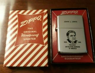 1960 Zippo Lighter John L.  Lewis President United Mine Workers Of America I