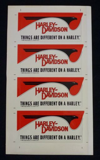 Vintage 1986 Harley - Davidson Stickers - Sheet Of Four