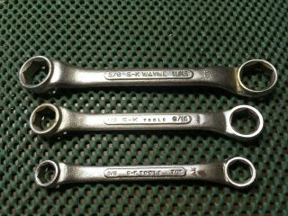 Vintage S - K Tools Sae Double Box End Short Wrench Set M1214 M1618 M2022 Usa
