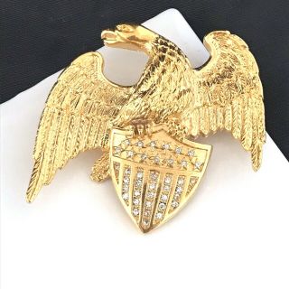 Vintage Metropolitan Museum Of Art Pin Eagle Gold Tone Crystals Mma Signed 9a