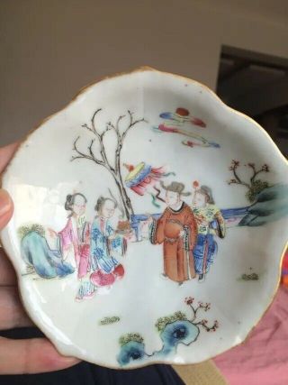 Rare Chinese Antique Porcelain Tray Holder Plate Scholar Art Qing Dynasty