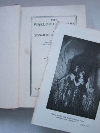 Old Antique Book The Warlord of Mars Burroughs 1919 Early Edition 3