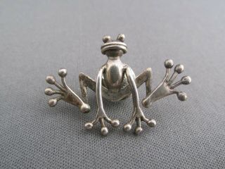 Vintage Sterling 3d Figural Froggy Pin Lapel