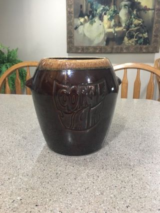 Vintage Mccoy Pottery Cookie Jar Brown Drip Glaze 7024