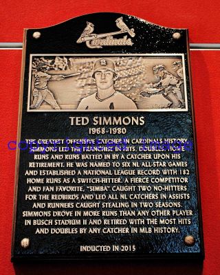 Ted Simmons 1968 - 80 Cardinals Busch Stadium Hof Plaque Color 8x10 A