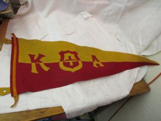 Vintage Red Yellow Felt Pennant Banner K,  A With Shield
