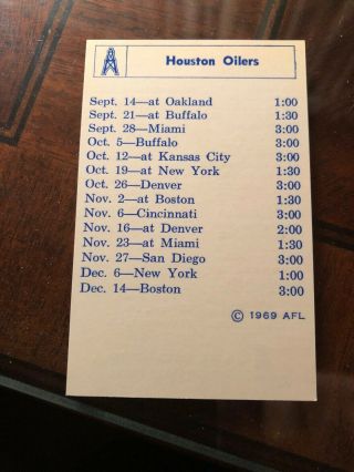 1969 Houston Oilers AFL Football Roster Schedule American Motors 2