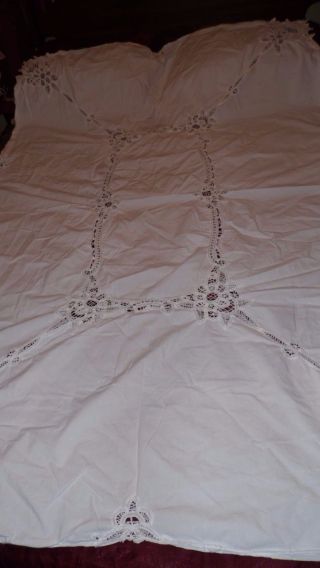 Vintage Battenburg Lace Tablecloth White 100 Cotton 52x73 Dining Home Decor