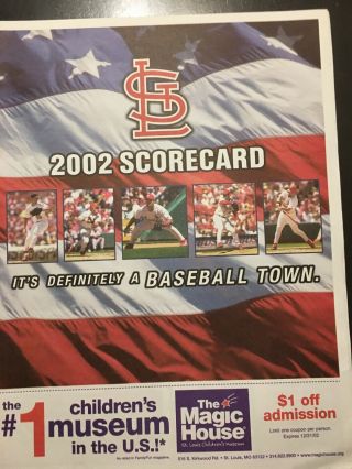 2002 St Louis Cardinals Official Scorecard