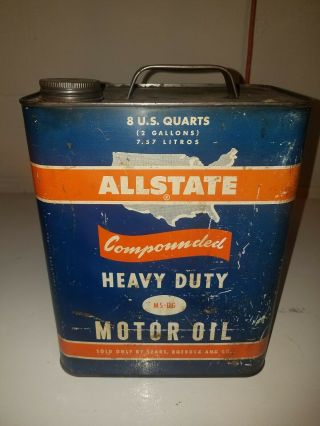 Vintage Allstate Compounded Heavy Duty Motor Oil 2 Gallon Can
