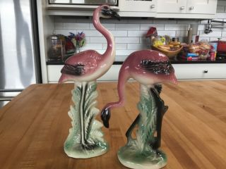 Vintage Mid Century Modern Matched Flamingos.  Great Colors