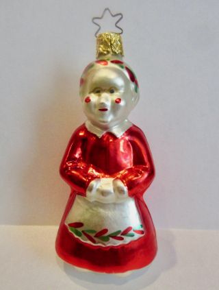 Vintage Made In Germany Inge Glas Christmas Ornament Mrs.  Claus Painted Glass 4 "