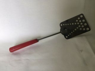 Vintage Slotted Spatula With Red Bakelite Handle Marked Englishtown Stainless
