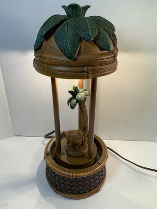 Vintage Mineral Oil Elephant Palm Tree Lamp