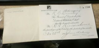 vintage 1918 Detroit Athletic Club Temporary Membership card Kelsey 2