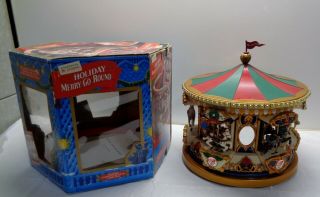 Vintage 1994 Mr Christmas Holiday Merry - Go - Round Carousel Lights Plays 21 Carols