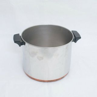 Vtg Revere Cookware 8 Qt.  Stainless Steel Stock Pot W/ Copper Bottom