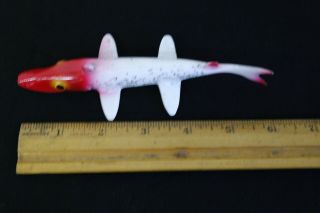 Vintage 6 Inch Red and White Ice King Spearing Decoy by Bear Creek Bait Co. 3