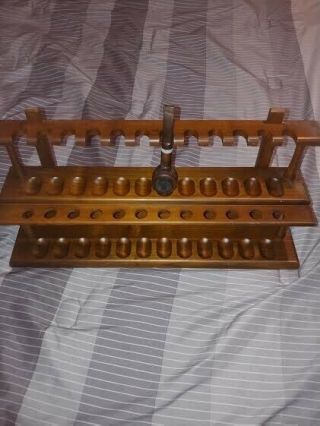 Vtg Decatur 2 Tier Walnut Wood Pipe Display Rack Stand 24 Pipes Smoking Tobacco