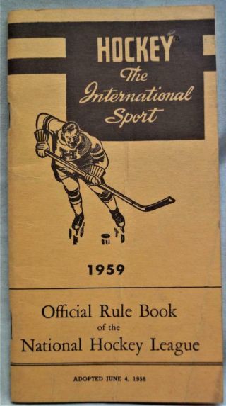 Nhl National Hockey League Official Rule Book 1959 Vintage Sports