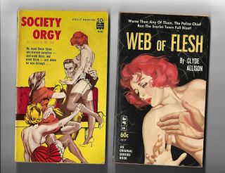 Two (2) Vintage Adult Paperbacks Sex Erotica Pulp Society Orgy Web Of Flesh