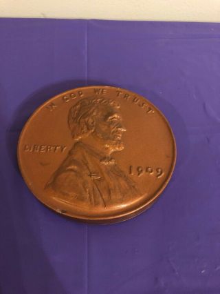 Large 1970s Vintage 5 1/2” Thermo Art Plastic Novelty Lincoln Penny (vintage)