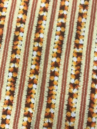 Vintage 70s Handmade Granny Crochet Knit Afghan Throw Twin Blanket Oranges