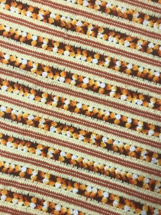 Vintage 70s Handmade Granny Crochet Knit Afghan Throw Twin Blanket Oranges 3