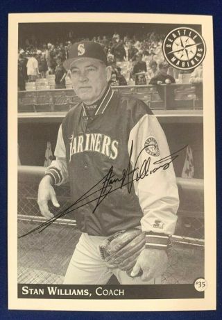 Stan Williams Coaching Seattle Mariners Signed 3.  5x5 Photo