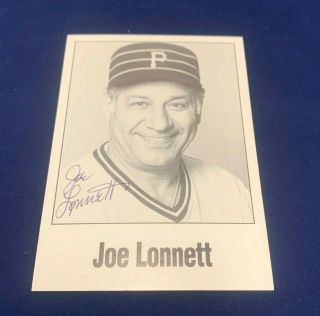 Joe Lonnett From Pittsburgh Pirates 3x5 Signed Photo In
