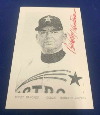 Buddy Hancken Coached Houston Atros 3x5 Signed Photo In