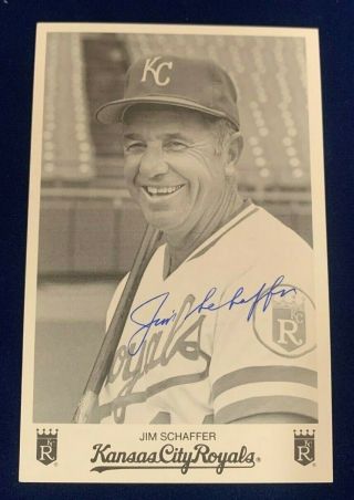 Jim Schaffer Kansas City Royals Signed 3.  25x5 Photo