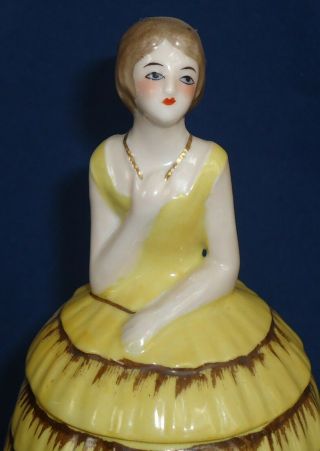 Antique German Lady Powder Trinket Box Pot Jar Germany Dresser Half Doll