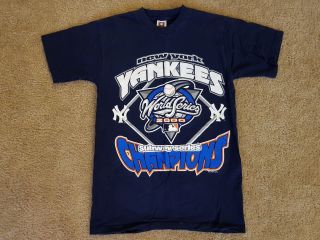 Vintage Ny Yankees 2000 Subway World Series Champions Mlb Authentic Shirt Mens M