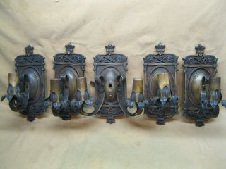 5 Iron 1920s Wall Sconces Spanish Revival Matching