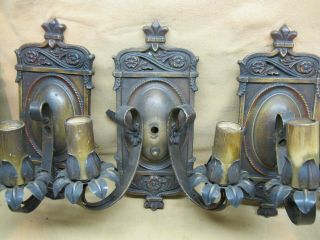 5 Iron 1920s Wall Sconces Spanish Revival Matching 2