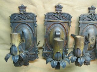5 Iron 1920s Wall Sconces Spanish Revival Matching 3