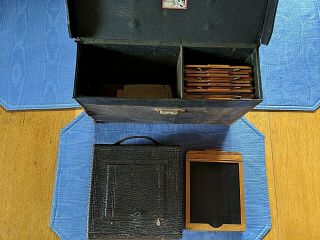 Antique Seneca No.  6 Folding Box Camera Wooden Plate Holders & Leather Case Ci