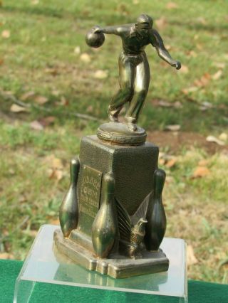 Vintage Art Deco Bowling Trophy Cast Metal